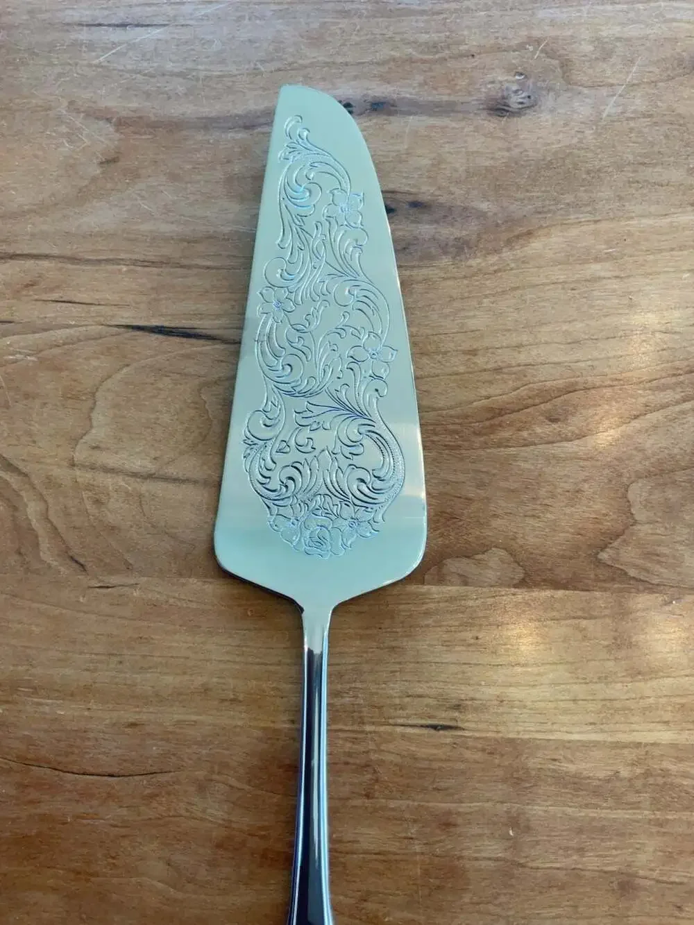 Leonard Silver Stainless Steel Floral Engraved Cake Server